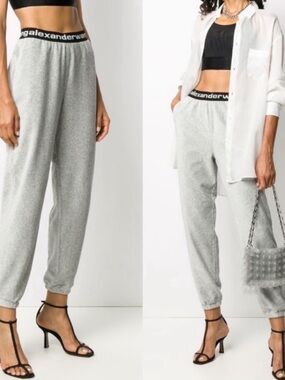 Alexander Wang T Corduroy Logo Tape Track Pants inGrey Size XS